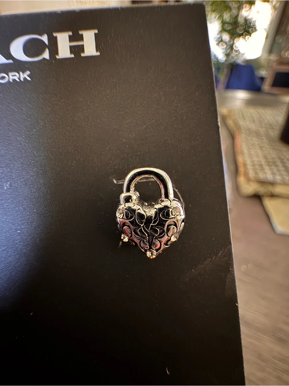 Authentic Brand New Coach Silver Mini Lock Earrings - Picture 4 of 4